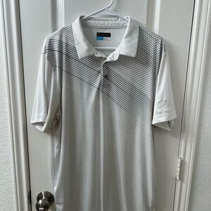 PGA Tour Pro Series Men's XL White Grey Diagonal Pattern Athletic Fit Golf Polo